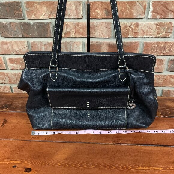 Brighton Pebbled Leather Women's Large Black Shoulder Satchel Bag Purse GUC - Picture 8 of 16